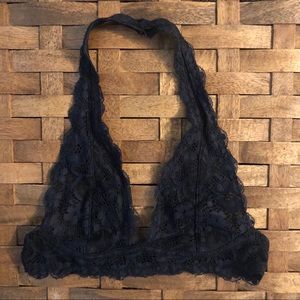 free people halter bralette black lace